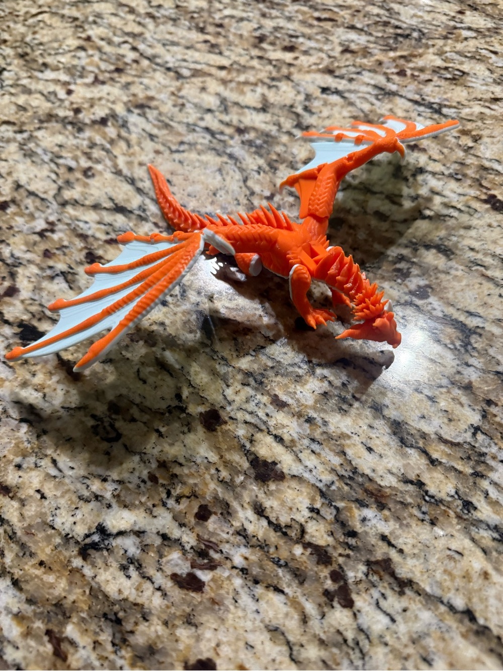 Orange and White Dragon Figurine for Reptile Decor